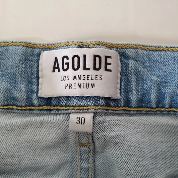 Agolde Light Wash Distressed Boyfriend Jeans - Picture 5 of 13